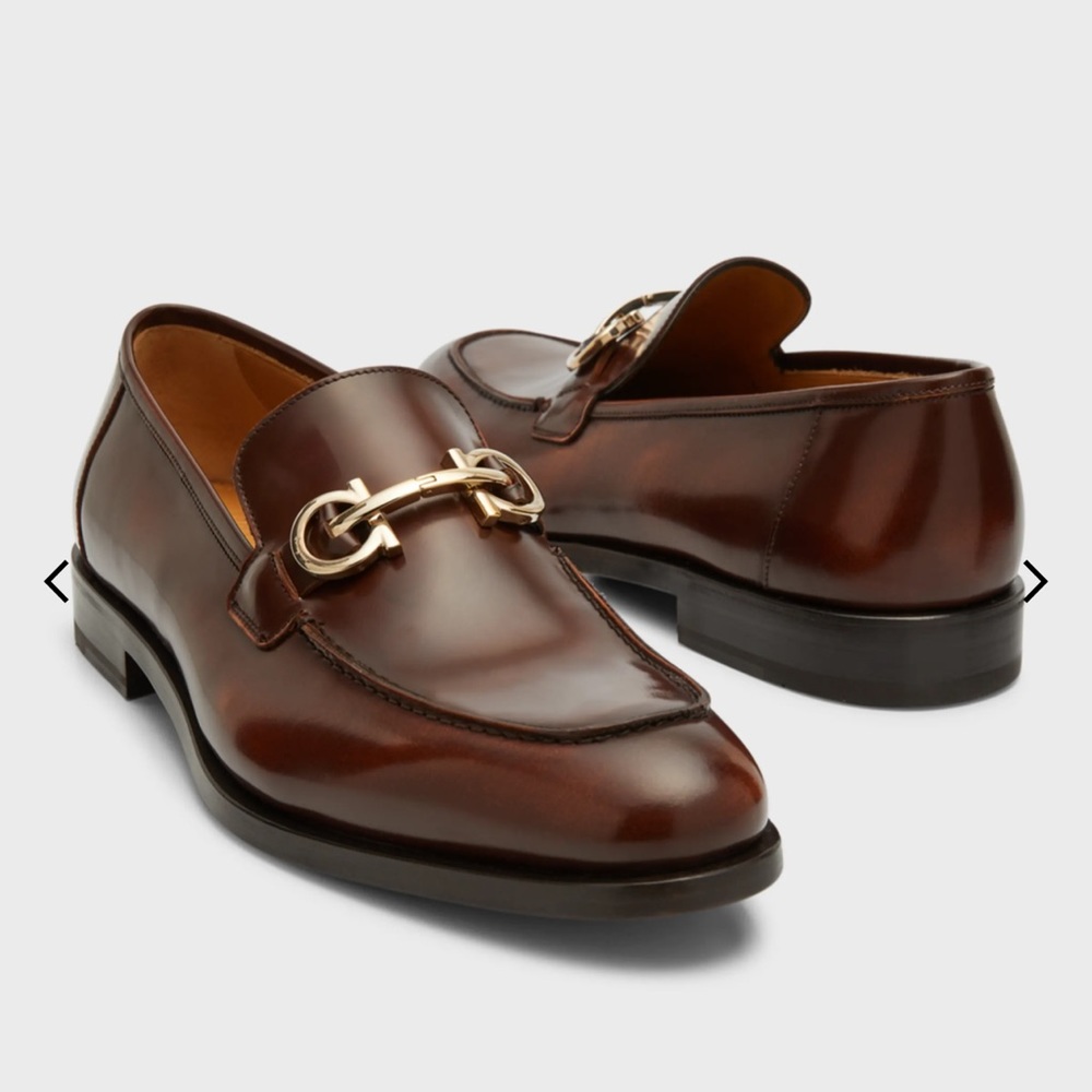 Brown Men’s Ferragamo gustav gancini leather loafers